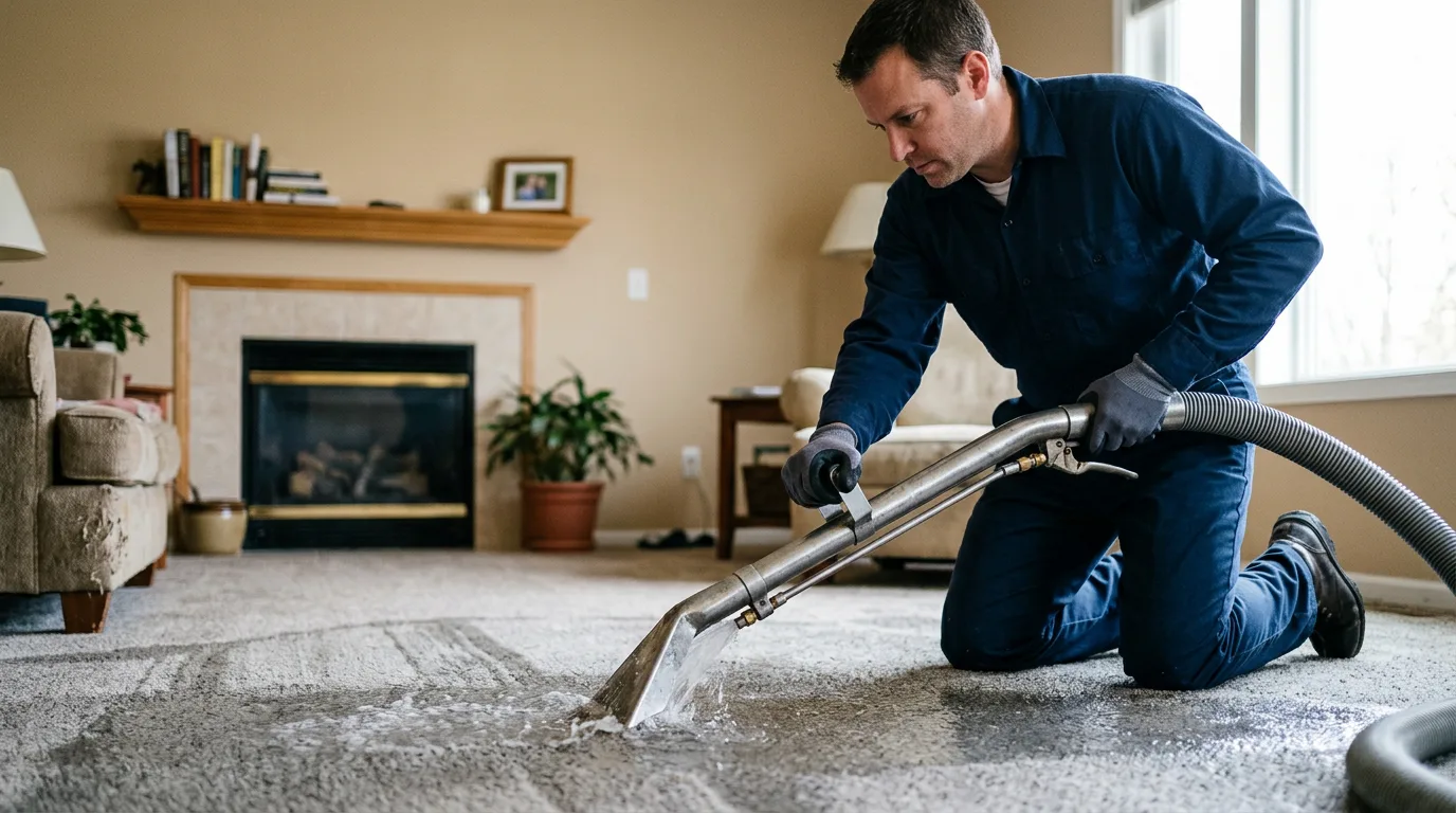 Water damage restoration technician working near Fairgrove, MI